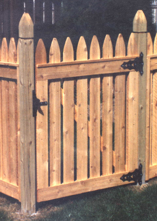 Wooden Picket Gate by Elyria Fence Inc